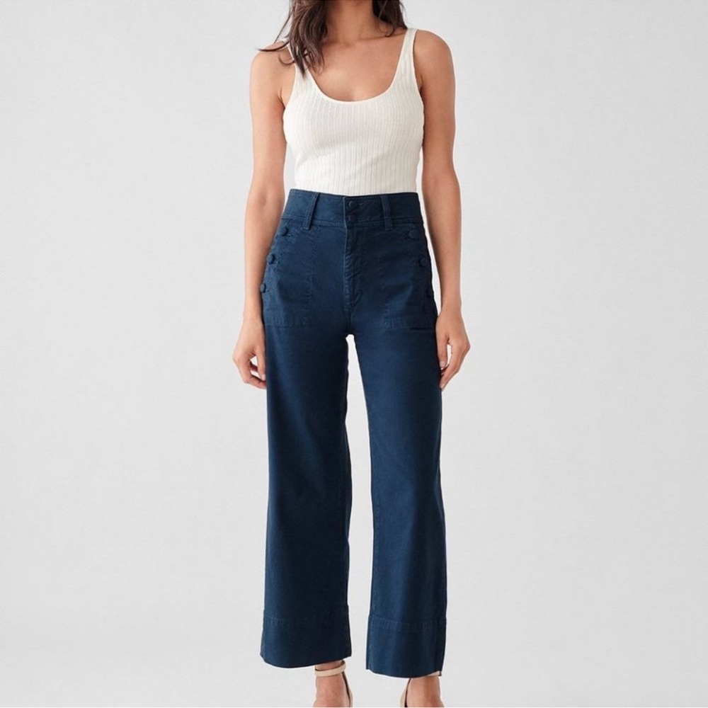 DL1961 Navy Wide Leg High-Rise Hepburn